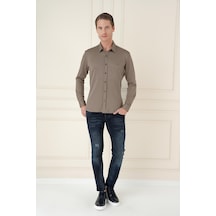 Efor G 1580 Slim Fit Vizon Klasik Gömlek Vizon