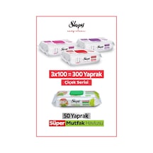 Sleepy Easy Clean Çiçek Serisi Ve Bergamot Yağlı Süper Mutfak Temizlik Havlusu 3x100+50 Tekli