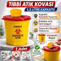 Tıbbi Atık Kovası 1,3 Litre 1 Adet Kapaklı Tıbbi Atık Kutusu Enfekte Atık Kovası Belirtilmemiş