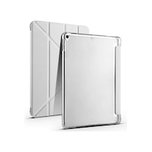 Lexroo İpad 10.2 2021 9.nesil Tri Folding Kalem Bölmeli Standlı Silikon Kılıf - Gri