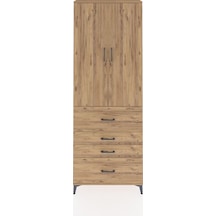 Arges Dolap 4 Raflı 4 Çekmeceli 2 Kapaklı 88x30x243 Çam-çam Çam