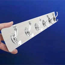 Gümüş Renk Tek Parça Banyo Lavabo Kendinden Yapışkanlı 6 Kancalı Askı Plastik Gümüş Tr Diğer