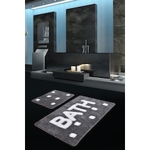 Bath Füme 2Li Set Banyo Halısı Klozet Takımı Paspas Çok Renkli