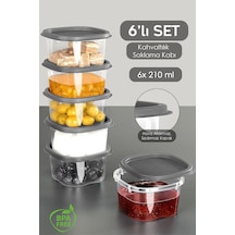 6'lı Kapaklı Kahvaltı Seti - Kahvaltılık Saklama Kabı Seti 210 Ml - Gri