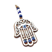 Lazer Kesim Tahta Fatma Eli - Hamsa Duvar Süsü 22x8cm