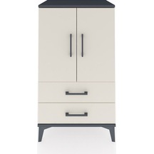 Hyperion Komodin 2 Raflı 2 Çekmeceli 2 Kapaklı 60x44x106 Antrasit-aytaşı Antrasit