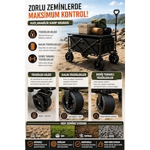 Katlanabilir Kamp Arabası Üst Tablalı 130 Kg Taşıma Kapasiteli Geniş Tekerlekli Çekçek