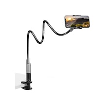 Saıjı Ivy-85 Akrobat Esnek Telefon Tutucu, Deveboynu Yataklı Telefon Tutacağı, Masa İçin Esnek Uzun Kollu Telefon Montajı, Klips Braketi Kelepçe Standı 4.0-6.3'' Siyah