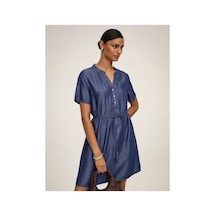 Jdy Elbise Jdyjasper S/s Dress Wvn Dark Blue Denim