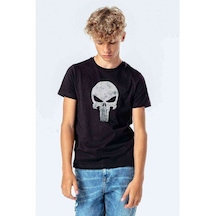 Punisher Baskılı Unisex Çocuk Siyah T-Shirt