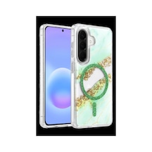 Onegif Samsung Galaxy Uyumlu A37 5g Lotus Simli Magsafe Kapak - Yeşil İtdark57046