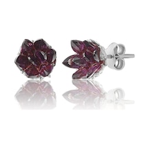 Zanaatsilver 925 Ayar Gümüş Ametist Taşlı Rodyum Kaplama Lotus Çiçeği Küpe