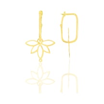 Söğütlü Silver Gümüş Altın Yaldızlı Yaşam Çiçeği Lotus Göçmen Küpe