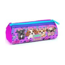 Coral High Kids Pembe Köpek Desenli Üç Bölmeli Kalem Çantası 22050 Çok Renkli