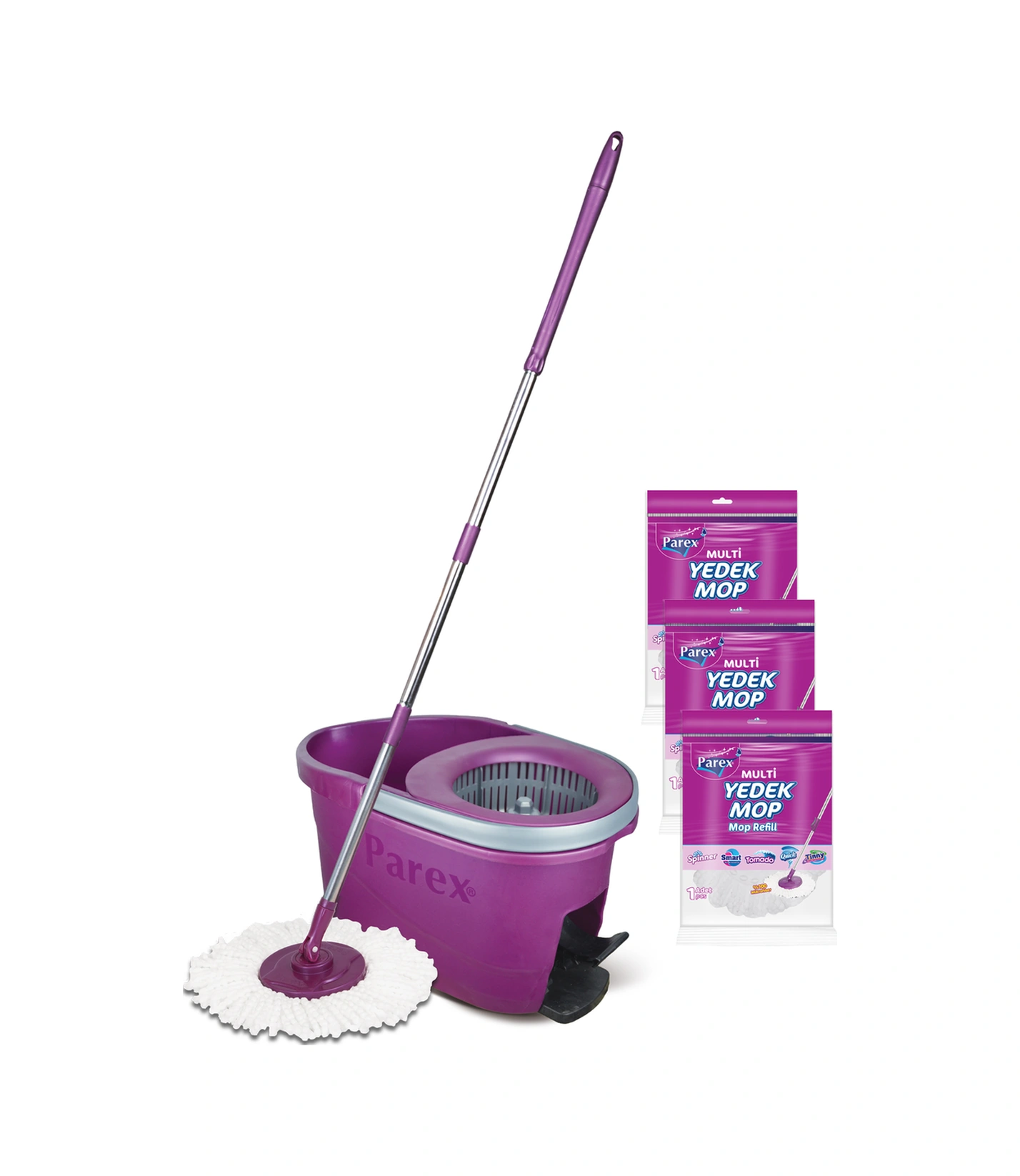 Thunderbolt Pedallı Otomatik Temizlik Seti Ve 3'lü Yedek Mop