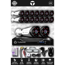 Turkno 16 Kameralı Galia 16 Dış Kamera Set HDD'siz Full HD Gece Görüşlü Güvenlik Kamerası Sistemi