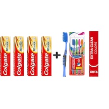 Colgate Diş Macunu Misvak 75 Ml 4 Adet + Extra Clean Colors Diş Fırçası 3+1 Çürük Önleyici