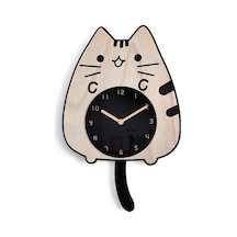 Goldenqian Vivid Venue Saat Ev Dekorasyonu Oturma Odası Kedi Sessiz Salıncak Duvar Saati 01soaq Siyah