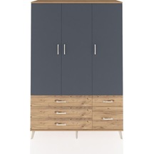 Hyperion Dolap 5 Raflı 5 Çekmeceli Tek Askılı 132x44x195 Çam-... Çam