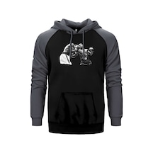 Mike Tyson Art Of Fight Gri Renk Reglan Kol Kapşonlu Sweatshirt Gri
