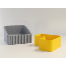 3d Baskı Fıstık Kasesi - Çift Hazneli Kabuk Ayırıcı Sunum Kasesi - Gri Sarı