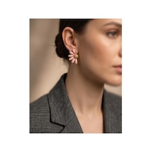 Tarz Kombin Parçası Çiçek Model Küpe Pembe Pembe