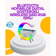 Renkli Işıklı 15w Kablosuz Şarjlı Masa Lambası Beyaz 37783993