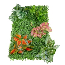 Yapay Çiçek Duvar Kaplama Panel Şimşir 40x60 5Demet Yeşil Bitki D