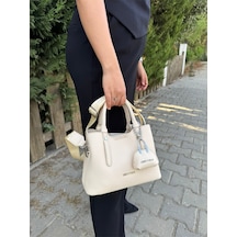Just Polo Orijinal Kadın Krem Yeni Sezon 3 Bölmeli Yumuşak Deri Ayarlanabilir Askılı Şık El Ve Omuz Çantası 30378871