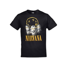 Kalic Studio Unisex Siyah Nirvana Grup Smile Baskılı Siyahorj315
