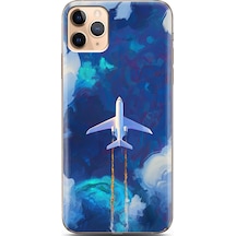 Apple Uyumlu iPhone 11 Pro Gökyüzü Ve Uçak Tasarımlı Süper Şeffaf Telefon Kılıfı Çok Renkli