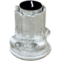 Şamdan Dekoratif Mumluk Şamdan Tealight Mum Uyumlu Sütun Model - Gümüş