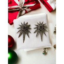 Taşlı Black Diamond Kuzey Yıldızı Küpe Gri