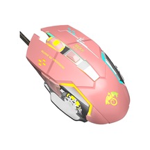 Leaven X6 6 Tuşlu Oyun Bilgisayarı Ergonomik Kablolu Fare, Kablo Uzunluğu: 1.42m Pembe Diğer