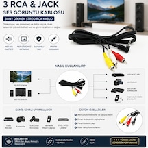 Krt-1135 Sony Dikmen Stereo Rca Kablo - 3 Rca Ve Jack Bağlantılı- 15'li Paket Diğer