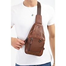 Taba Çok Bölmeli Çapraz Askılı Göğüs Omuz Çantası Bodybag Taba
