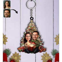 Bk Gift Kişiye Özel Sevgili Yılbaşı Karikatürlü Ahşap Anahtarlık -1, Yeni Yıl Hediyesi, Yılbaşı Hediyesi Kobitmeyencom35779 Bk Gift