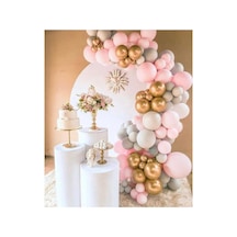 Karışık Gold Krom Makarom Pembe Pastel Gri Renklerinde Balon Balon Zincir A