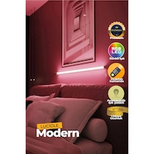 Çok Renkli Led Lambader Yapışkanlı 1 Metre Her Alana Uygun Uzaktan Kumandalı Wpembe Modlu
