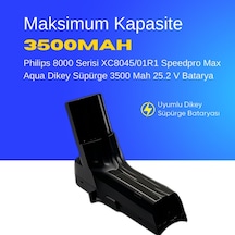 Philips 8000 Serisi Xc8045/01r1 Speedpro Max Aqua Dikey Süpürge 3500 Mah 25.2 V Batarya  Uyumlu Uzun Ömürlü, Maksimum Performans Pil