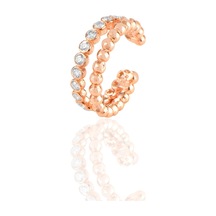 Gümüş Rose Zirkon Taşlı Sıkıştırmalı Kıkırdak Küpe