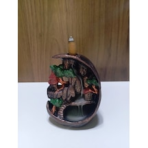 Tedi Sanat Mini Ay Dağ Şelale Geri Akış Tütsülük Buhurdanlık
