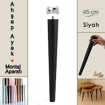 Ahşap Ayak 45 Cm Siyah M8 Civatalı Bağlantı Aparatlı Mobilya Tabure Sehpa Masa Destek Ayağı Siyah