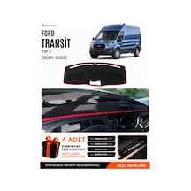 Ford Transit Tip 2 2020-2025 Uyumlu Torpido Örtüsü, Torpido Kılıfı - Siyah Kırmızı