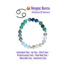 Yengeç Burcu Bilekliği Labradorit Taşı, Ay Taşı, Sitrin Taşı, Kristal Kuvars Taşı, Aventurin, Akik Yengeç Burcu Taşı Yengeç Burcu Taşı