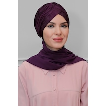 Mürdüm Pratik Hazır Geçmeli Tesettür Bone Fukuro Piliseli Tek Çap (545491066) Mürdüm