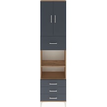 Arges Dolap 4 Raflı 4 Çekmeceli 2 Kapaklı 60x30x243 Çam-antrasit Atlas Çam