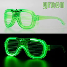 Mey İthalat Yeşil Led Işıklı Parti Gözlüğü - Neon Glow Şerit Gözlük 3 Modlu