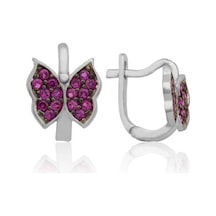 Gümüş Pembe Kelebek Çocuk Küpesi N11.46640