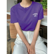 Sunshine 1982 Süprem T-shirt - Mor Baskılı Oversize Bisiklet Yaka Kısa Kol Tişört Mor-205343